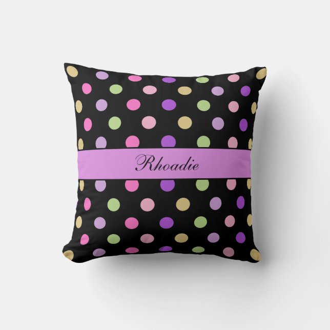 Cute Girly Polka Dots  Throw Pillow (Front)
