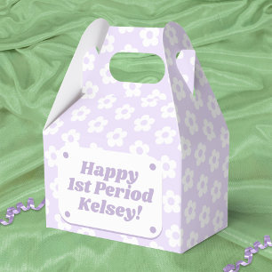Cute Girly Purple Floral First Period Party  Favor Box