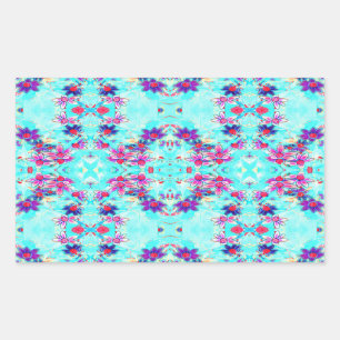 Cute Girly Purple Flower Pattern on Aqua Blue Sticker