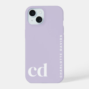 Cute Girly Purple Monogram iPhone 15 Case