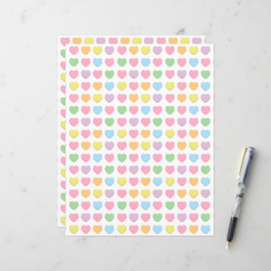Cute girly rainbow pastel hearts stationery paper