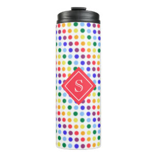 Cute Girly Rainbow Polka Dots Personalized Thermal Tumbler