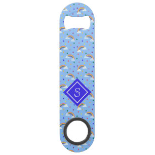 Cute Girly Rainbow Sky Personalized Bar Key