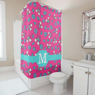 Cute Girly Rainbows Hearts & Gems Pattern Monogram