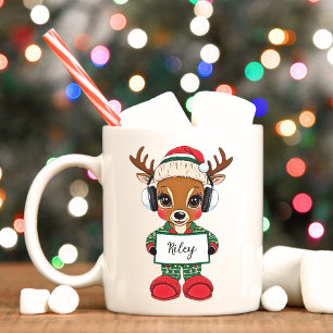 Cute Girly Reindeer Christmas Holiday Mug