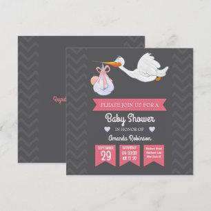 Cute Girly Retro Baby Girl Shower personalized Invitation