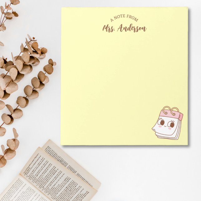 Cute Girly Retro Teacher Back To School Yellow Notepad (Creator Uploaded)