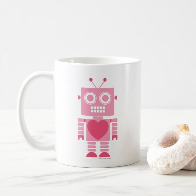Cute Girly Robot Coffee Mug (With Donut)