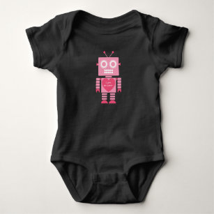 Cute Girly Robot I Love My Daddy Personalized  Baby Bodysuit
