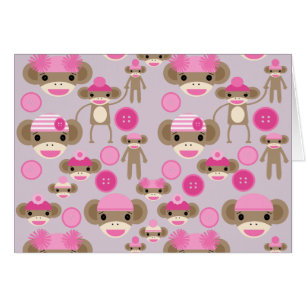 Cute Girly Rose Sock Monkey Girl Motif Collage