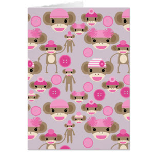 Cute Girly Rose Sock Monkey Girl Motif Collage