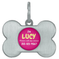Cute Girly Silver Bone Shaped Hot Pink Customized