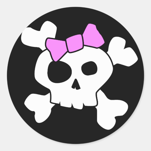 Cute Girly Skull Sticker (Front)