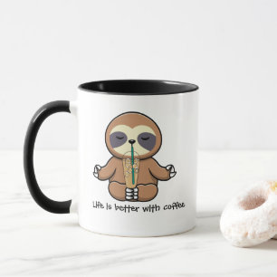 Cute Girly Sloth, Life is better with Coffee Mug