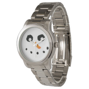 Cute Girly Snowman Face Christmas Womens Watch