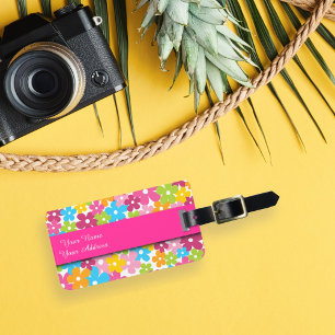 Cute girly spring flowers pattern luggage tag
