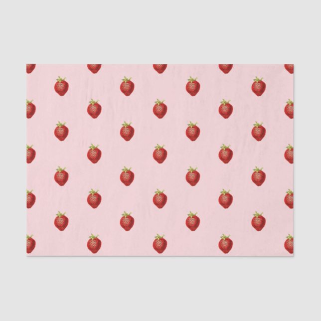 Cute Girly Strawberry Soft Pink  Tissue Paper (Front)
