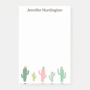 Cute Girly Succulent Cactus Personalized Post-it Notes