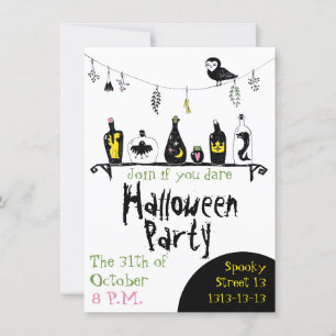 Cute girly teens Halloween party invitation