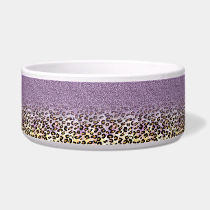 Cute girly trendy purple faux glitter leopard