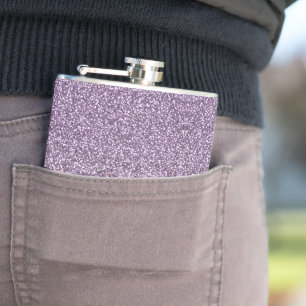 Cute girly trendy purple faux glitter leopard  hip flask