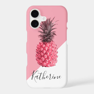 Cute girly tropical pink and white pineapple