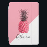 Cute girly tropical pink and white pineapple iPad pro cover<br><div class="desc">Stylish pink pineapple design.</div>