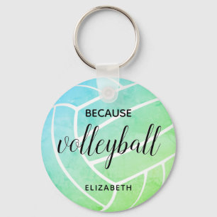cute girly typography because volleyball keychain