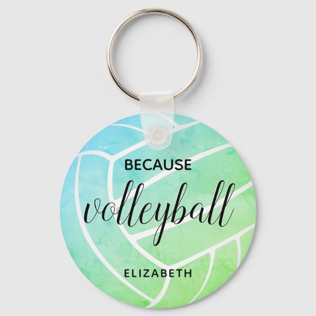 cute girly typography because volleyball keychain (Front)