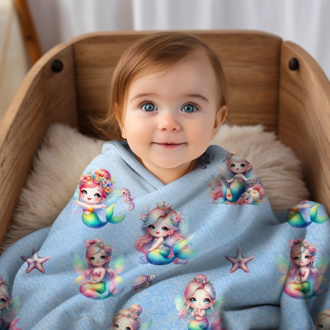 Cute Girly Under The Sea Mermaid Blanket With Name (Creator Uploaded)