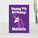 Cute girly unicorn Birthday greeting card for kids<br><div class="desc">Cute girly unicorn Birthday greeting card for kids. Personalized Birthday card idea for girls. Fantasy fairytale animal design with customizable colour background. Personalized cards for children. Fun for kindergarten, grammar school, elementary school kids. Add your own name. Also available as big extra large oversized card. Fun for 1st 2nd 3rd...</div>