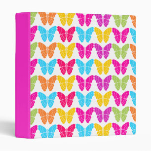 Cute Girly Vibrant Rainbow Butterfly Pattern  Binder