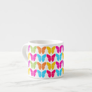 Cute Girly Vibrant Rainbow Butterfly Pattern Espresso Cup