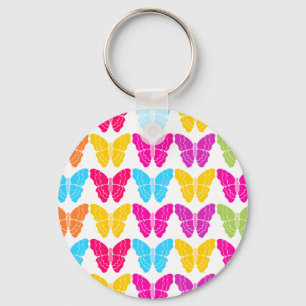 Cute Girly Vibrant Rainbow Butterfly Pattern  Keychain