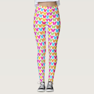 Cute Girly Vibrant Rainbow Butterfly Pattern Leggings