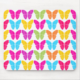 Cute Girly Vibrant Rainbow Butterfly Pattern  Mouse Pad