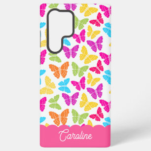 Cute Girly Vibrant Rainbow Butterfly Pattern Name Samsung Galaxy Case