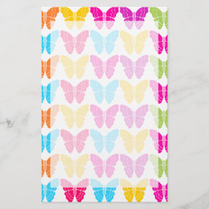 Cute Girly Vibrant Rainbow Butterfly Pattern  Stationery