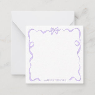 Cute Girly Violet Purple Lavender Bow Ribbon Frame Card