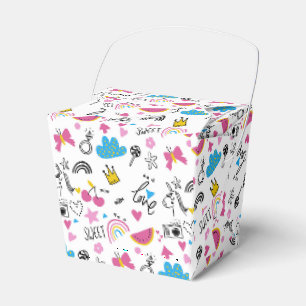 Cute Girly Whimsical Rainbow Colourful Illustrated Favor Box