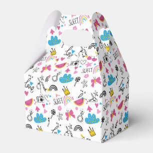 Cute Girly Whimsical Rainbow Colourful Illustrated Favor Box