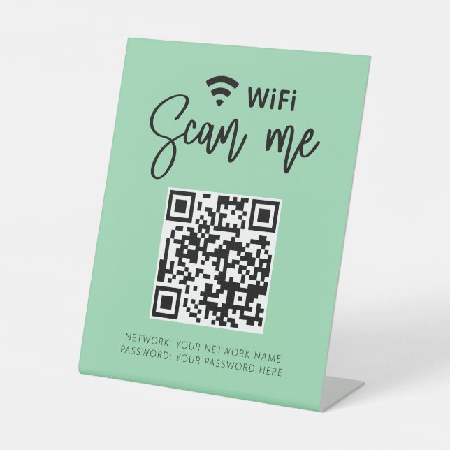 Cute Girly Wifi QR Code Salon Business Pedestal Sign (Front)