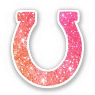 Cute Glam Girly Coral Pink Glitter Horseshoe