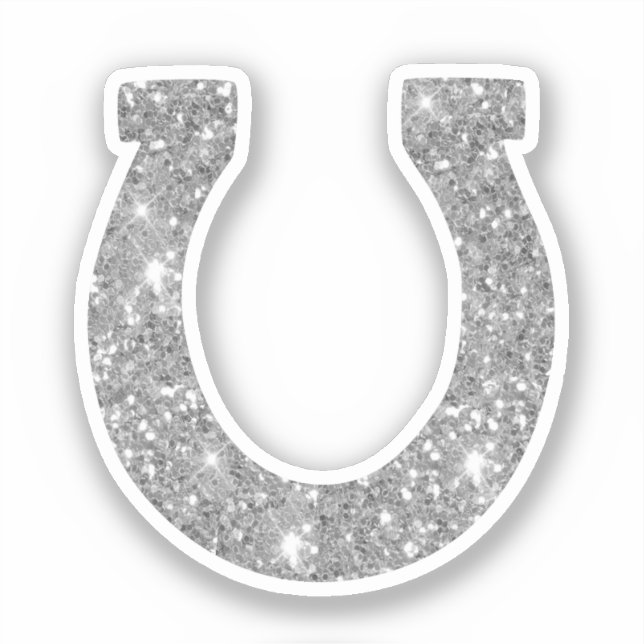 Cute Glam Girly Silver Glitter Horseshoe (Front)