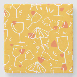 Cute Glassware and Picnic Pattern Stone Coaster