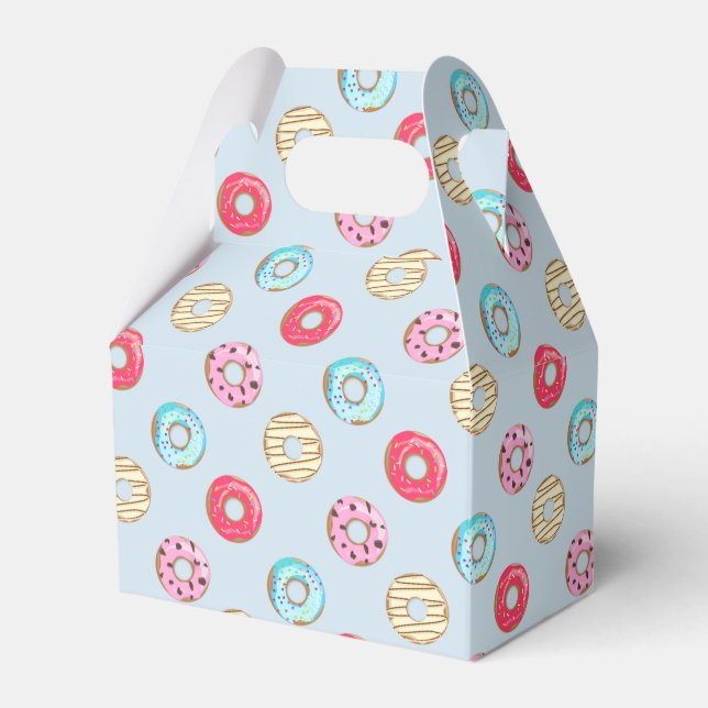 Cute Glazed Doughnut Pattern Light Blue Favor Box (Front Side)