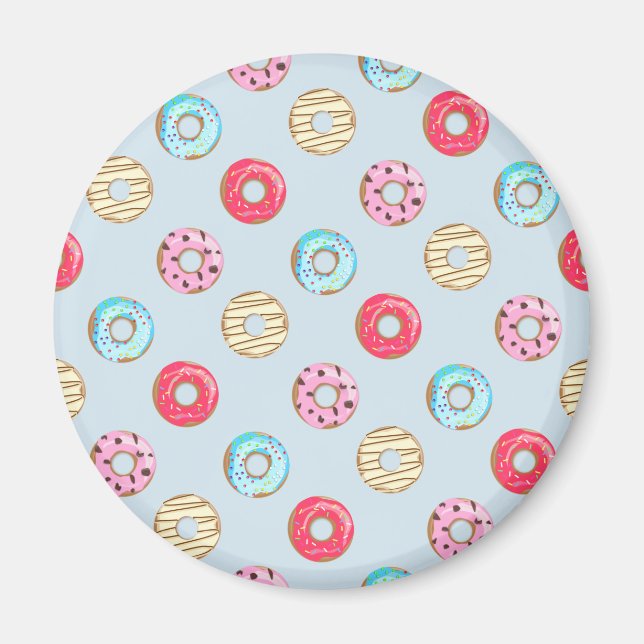 Cute Glazed Doughnut Pattern Light Blue Magnet (Front)