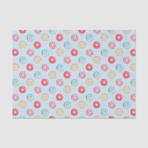 Cute Glazed Doughnut Pattern Light Blue Tissue Paper