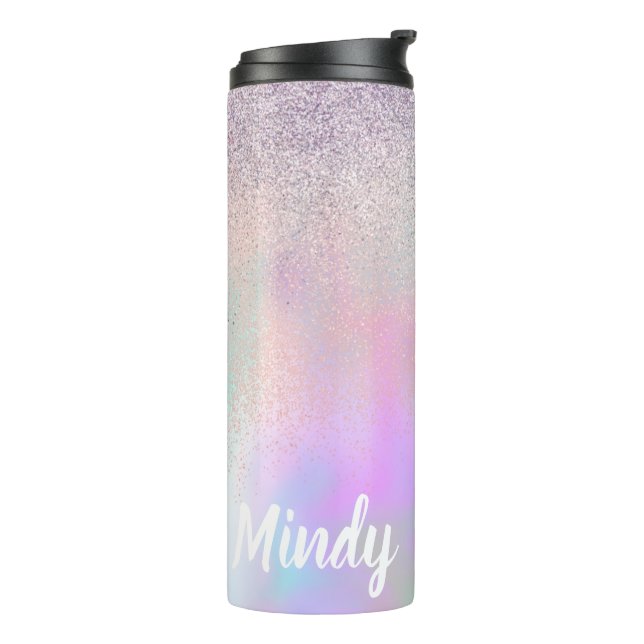 Cute Glitter and Sparkles Faux Hologram Thermal Tumbler (Rotated Left)