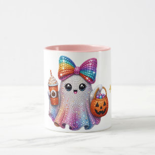 Cute Glitter Bow Ghost Halloween Coffee Mug